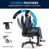 English Elm Commercial Grade High Back Designer Executive Swivel Ergonomic Office Chair with Adjustable Arms