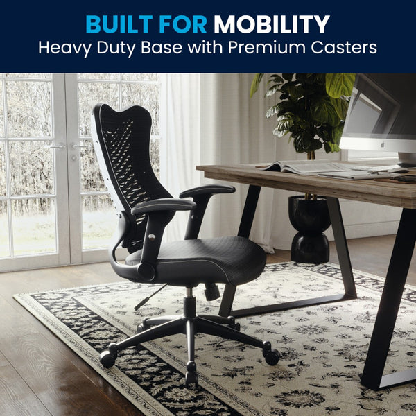 English Elm Commercial Grade High Back Designer Executive Swivel Ergonomic Office Chair with Adjustable Arms