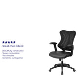 English Elm Commercial Grade High Back Designer Mesh Executive Swivel Ergonomic Office Chair with LeatherSoft Seat and Adjustable Arms