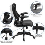 English Elm Commercial Grade High Back Designer Mesh Executive Swivel Ergonomic Office Chair with LeatherSoft Seat and Adjustable Arms