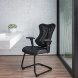 Contemporary Designer Mesh Reception Chair, Adjustable Arms - Commercial Grade