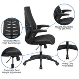 English Elm Commercial Grade High Back Designer Mesh Executive Swivel Ergonomic Office Chair with Height Adjustable Flip-Up Arms