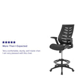 English Elm Commercial Grade High Back Mesh Spine-Back Ergonomic Drafting Chair with Adjustable Foot Ring and Adjustable Flip-Up Arms