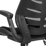 English Elm Commercial Grade High Back Mesh Spine-Back Ergonomic Drafting Chair with Adjustable Foot Ring and Adjustable Flip-Up Arms