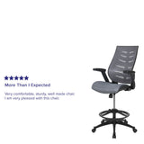 English Elm Commercial Grade High Back Mesh Spine-Back Ergonomic Drafting Chair with Adjustable Foot Ring and Adjustable Flip-Up Arms