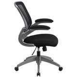 English Elm Commercial Grade Mid-Back Mesh Swivel Ergonomic Task Office Chair with Gray Frame and Flip-Up Arms