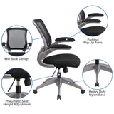 English Elm Commercial Grade Mid-Back Mesh Swivel Ergonomic Task Office Chair with Gray Frame and Flip-Up Arms