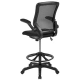 English Elm Commercial Grade Mid-Back Mesh Ergonomic Drafting Chair with Adjustable Foot Ring and Flip-Up Arms