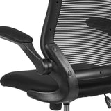 English Elm Commercial Grade Mid-Back Mesh Ergonomic Drafting Chair with Adjustable Foot Ring and Flip-Up Arms