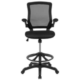 English Elm Commercial Grade Mid-Back Mesh Ergonomic Drafting Chair with Adjustable Foot Ring and Flip-Up Arms