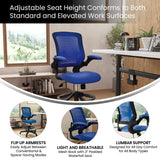 English Elm Commercial Grade Mid-Back Mesh Ergonomic Drafting Chair with Adjustable Foot Ring and Flip-Up Arms