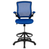 English Elm Commercial Grade Mid-Back Mesh Ergonomic Drafting Chair with Adjustable Foot Ring and Flip-Up Arms