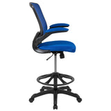 English Elm Commercial Grade Mid-Back Mesh Ergonomic Drafting Chair with Adjustable Foot Ring and Flip-Up Arms