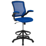 English Elm Commercial Grade Mid-Back Mesh Ergonomic Drafting Chair with Adjustable Foot Ring and Flip-Up Arms