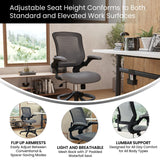 English Elm Commercial Grade Mid-Back Mesh Ergonomic Drafting Chair with Adjustable Foot Ring and Flip-Up Arms