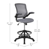 English Elm Commercial Grade Mid-Back Mesh Ergonomic Drafting Chair with Adjustable Foot Ring and Flip-Up Arms