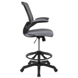 English Elm Commercial Grade Mid-Back Mesh Ergonomic Drafting Chair with Adjustable Foot Ring and Flip-Up Arms