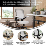 English Elm Commercial Grade Mid-Back Mesh Ergonomic Drafting Chair with Adjustable Foot Ring and Flip-Up Arms