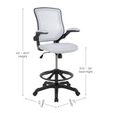 English Elm Commercial Grade Mid-Back Mesh Ergonomic Drafting Chair with Adjustable Foot Ring and Flip-Up Arms