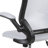 English Elm Commercial Grade Mid-Back Mesh Ergonomic Drafting Chair with Adjustable Foot Ring and Flip-Up Arms