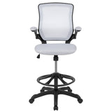 English Elm Commercial Grade Mid-Back Mesh Ergonomic Drafting Chair with Adjustable Foot Ring and Flip-Up Arms