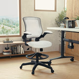 English Elm Commercial Grade Mid-Back Mesh Ergonomic Drafting Chair with Adjustable Foot Ring and Flip-Up Arms