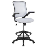 English Elm Commercial Grade Mid-Back Mesh Ergonomic Drafting Chair with Adjustable Foot Ring and Flip-Up Arms