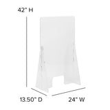 English Elm Commercial Grade Acrylic Free-Standing Register Shield / Sneeze Guard, 42"H x 24"L