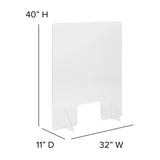 English Elm Commercial Grade Acrylic Free-Standing Register Shield / Sneeze Guard, 32"H x 40"L