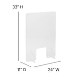 English Elm Commercial Grade Acrylic Free-Standing Register Shield / Sneeze Guard, 33"H x 24"L