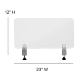 English Elm Commercial Grade Acrylic Desk Partition, 12"H x 23"L (Hardware Included)