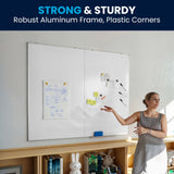 English Elm Commercial Grade Commercial 60" x 48" board, Aluminum Magnetic Dry Erase Board with Wall Mount, Marker Tray, Eraser, 3 Markers, 6 Magnets