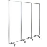 English Elm Commercial Grade Transparent Acrylic Mobile Partition with Lockable Casters, 72"H x 24"L (3 Sections Included)