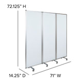 English Elm Commercial Grade Mobile Magnetic board Partition with Lockable Casters, 72"H x 24"W (3 sections included)