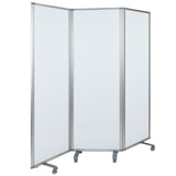 English Elm Commercial Grade Mobile Magnetic board Partition with Lockable Casters, 72"H x 24"W (3 sections included)