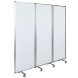 English Elm Commercial Grade Mobile Magnetic board Partition with Lockable Casters, 72"H x 24"W (3 sections included)