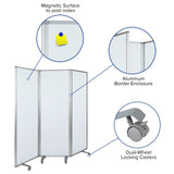 English Elm Commercial Grade Mobile Magnetic board Partition with Lockable Casters, 72"H x 24"W (3 sections included)