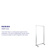 English Elm Commercial Grade Transparent Acrylic Mobile Partition with Lockable Casters, 72"H x 36"L