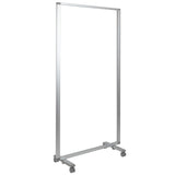 English Elm Commercial Grade Transparent Acrylic Mobile Partition with Lockable Casters, 72"H x 36"L