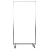 English Elm Commercial Grade Transparent Acrylic Mobile Partition with Lockable Casters, 72"H x 36"L