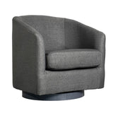 English Elm Commercial Grade Club Style Commercial Barrel Accent Armchair with 360 Degree Swivel Metal Base and Sloped Armrests in Fabric Upholstery