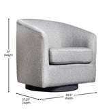 English Elm Commercial Grade Club Style Commercial Barrel Accent Armchair with 360 Degree Swivel Metal Base and Sloped Armrests in Fabric Upholstery