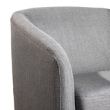 English Elm Commercial Grade Club Style Commercial Barrel Accent Armchair with 360 Degree Swivel Metal Base and Sloped Armrests in Fabric Upholstery