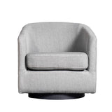 English Elm Commercial Grade Club Style Commercial Barrel Accent Armchair with 360 Degree Swivel Metal Base and Sloped Armrests in Fabric Upholstery