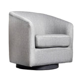 English Elm Commercial Grade Club Style Commercial Barrel Accent Armchair with 360 Degree Swivel Metal Base and Sloped Armrests in Fabric Upholstery