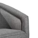 English Elm Commercial Grade Club Style Commercial Barrel Accent Armchair with 360 Degree Swivel Metal Base and Sloped Armrests in Fabric Upholstery