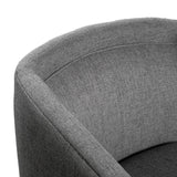 English Elm Commercial Grade Club Style Commercial Barrel Accent Armchair with 360 Degree Swivel Metal Base and Sloped Armrests in Fabric Upholstery