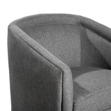 English Elm Commercial Grade Club Style Commercial Barrel Accent Armchair with 360 Degree Swivel Metal Base and Sloped Armrests in Fabric Upholstery