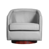 English Elm Commercial Grade Club Style Commercial Barrel Accent Armchair with 360 Degree Swivel Metal Base and Sloped Armrests in Upholstery