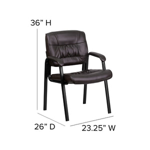 English Elm Commercial Grade LeatherSoft Executive Side Reception Chair with Black Metal Frame